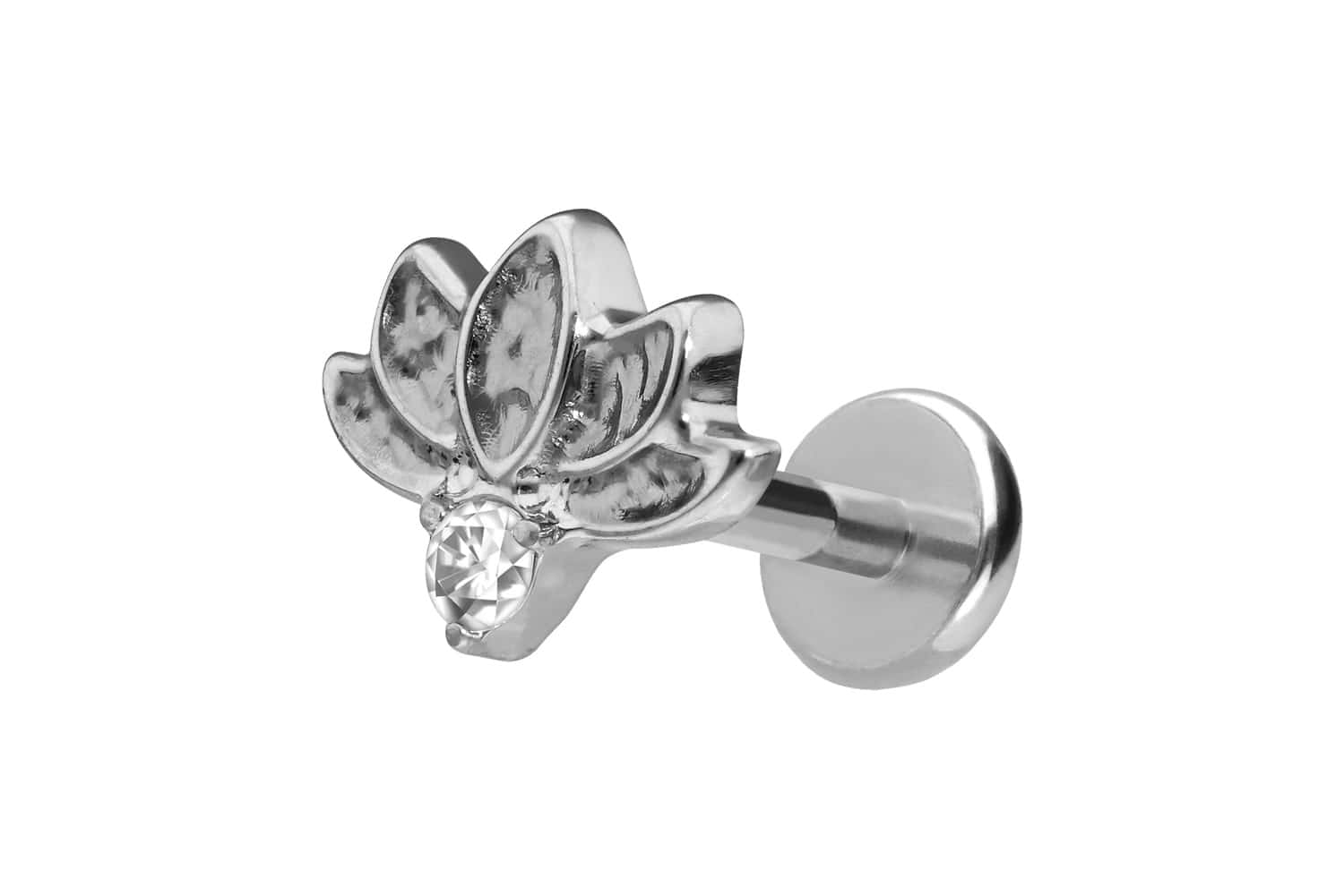 Titan Labret Piercing mit Push Fit LOTUSBLÜTE